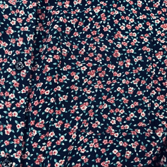 Rails size small long sleeve navy blue button down pink floral front knot shirt - Picture 7 of 16